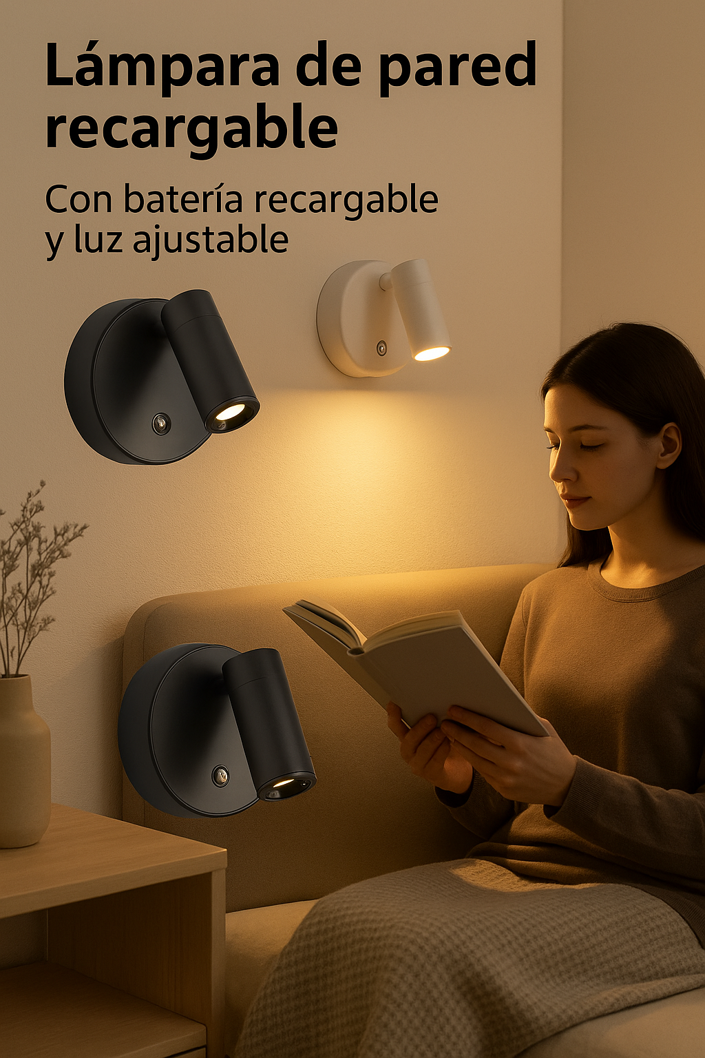 Lampara Recargable De Pared USB