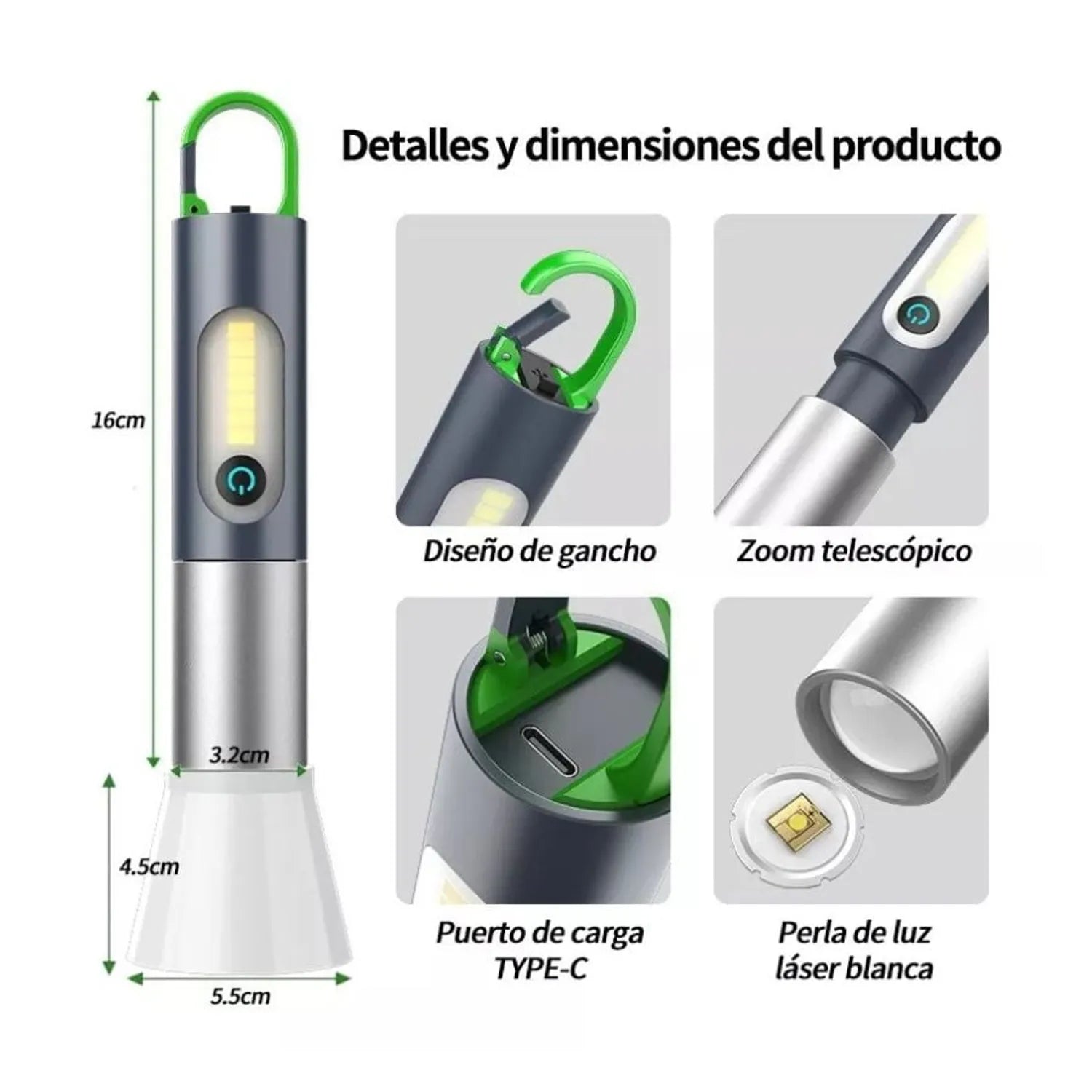 Linterna Con Zoom Resistente al Agua Rec