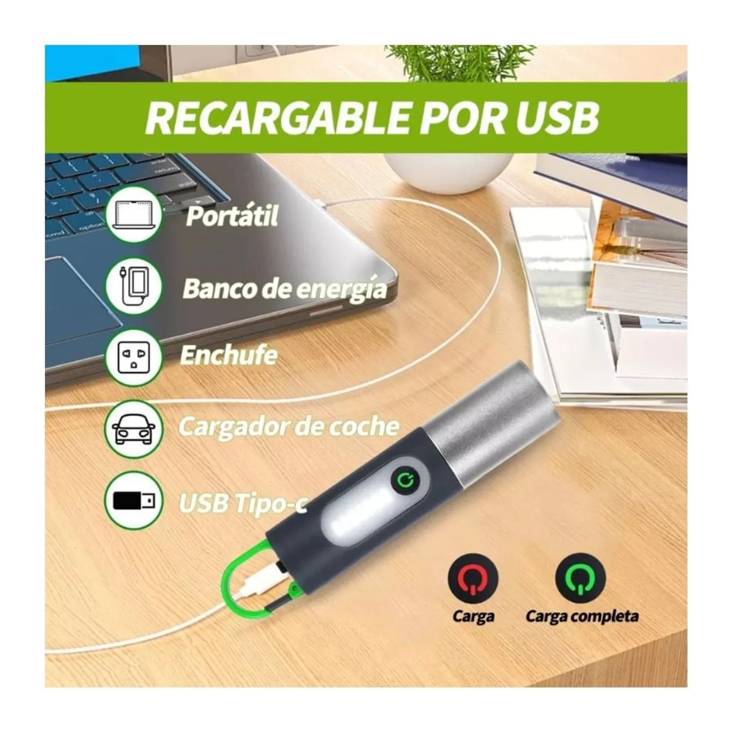 Linterna Con Zoom Resistente al Agua Rec